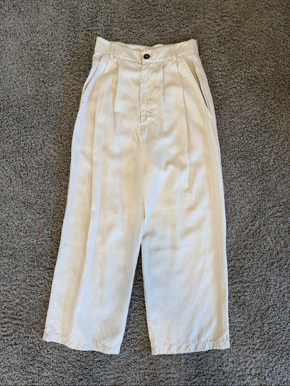 Reformation Cream Pleated Wide-Leg Trousers